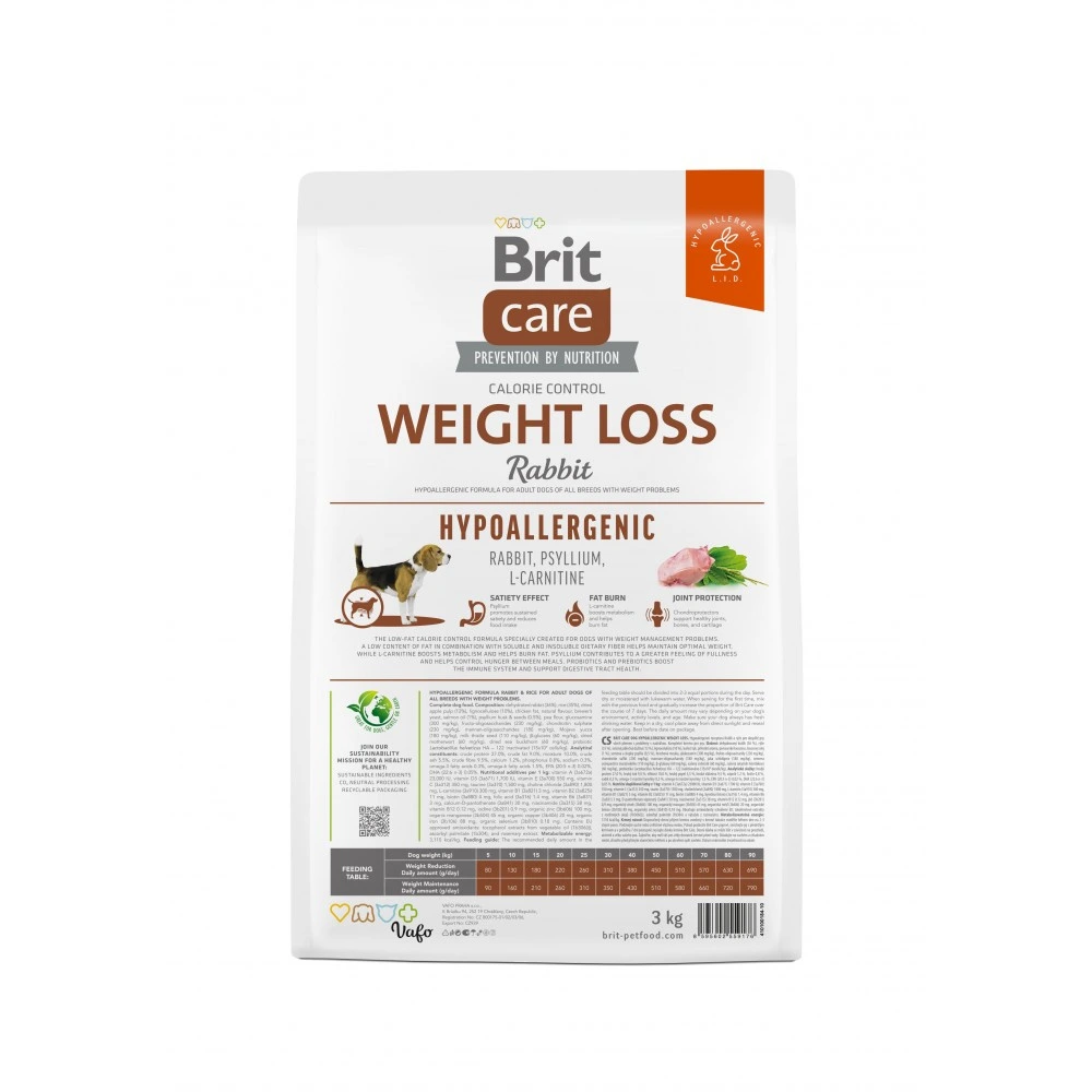 Корм сухий Brit Care Dog Hypoallergenic Weight Loss для собак із зайвою вагою гіпоалергенний з кроликом 3 кг