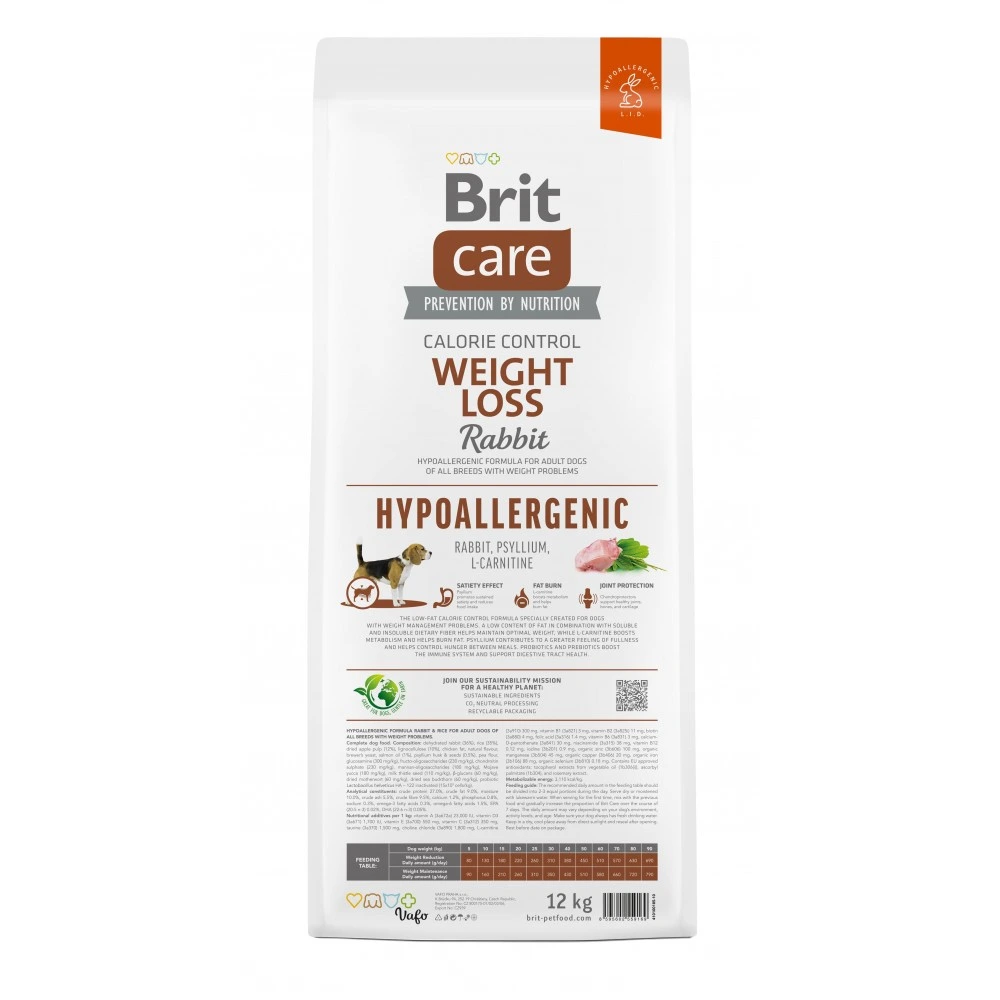 Корм сухий Brit Care Dog Hypoallergenic Weight Loss для собак із зайвою вагою гіпоалергенний з кроликом 12 кг