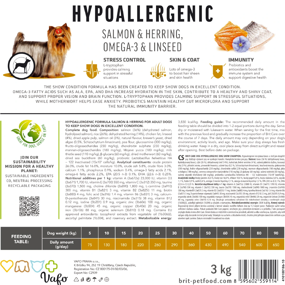 Корм сухий Brit Care Dog Hypoallergenic Dog Show Champion для виставкових собак з лососем і оселедцем 3 кг