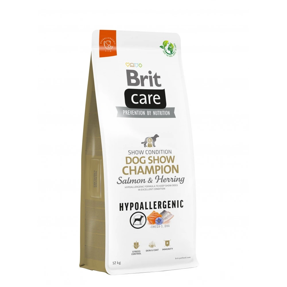Корм сухий Brit Care Dog Hypoallergenic Dog Show Champion для виставкових собак з лососем і оселедцем 12 кг
