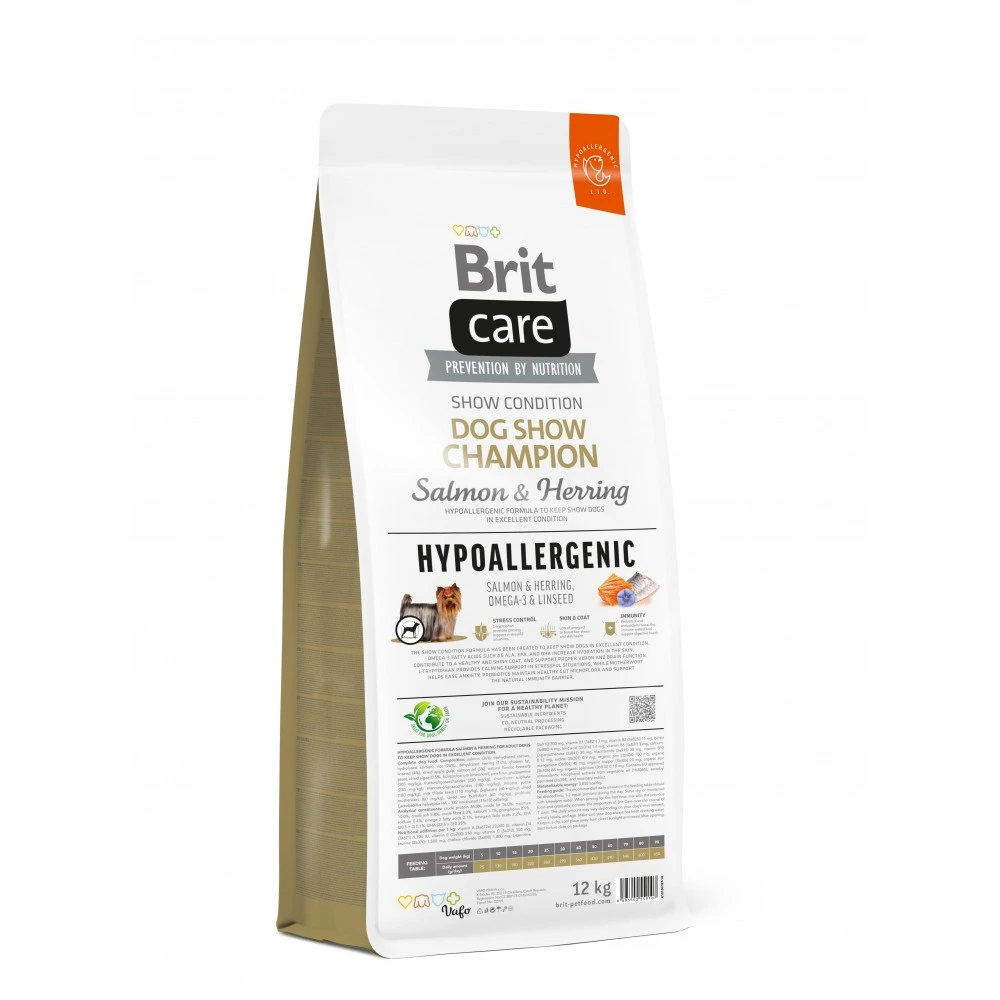Корм сухий Brit Care Dog Hypoallergenic Dog Show Champion для виставкових собак з лососем і оселедцем 12 кг