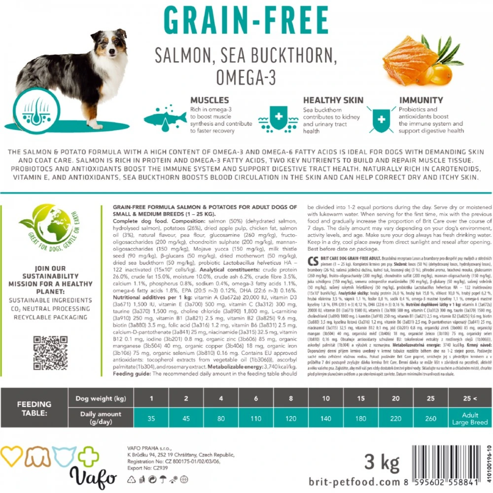 Корм сухий Brit Care Dog Grain-free Adult для дорослих собак малих і середніх порід беззерновий з лососем 1 кг
