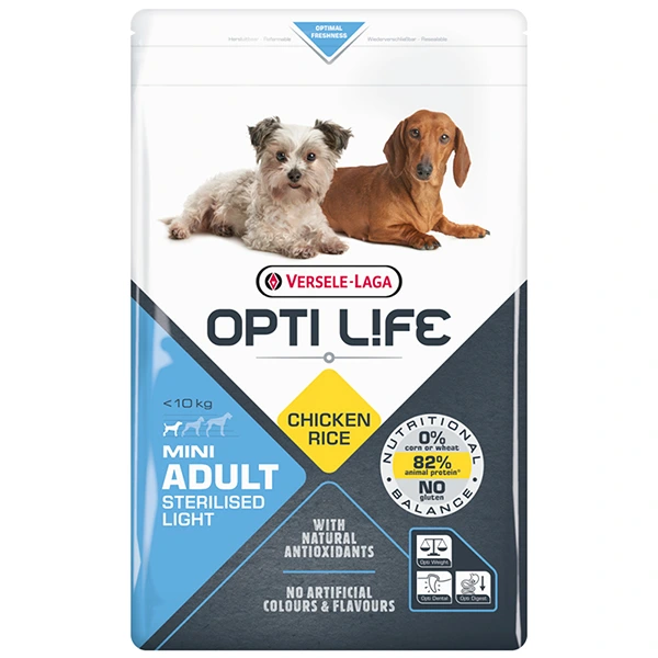 Корм для собак Opti Life Sterilised Light Mini, для стерилізованих, для контролю ваги, міні та малих порід, 2.5 кг