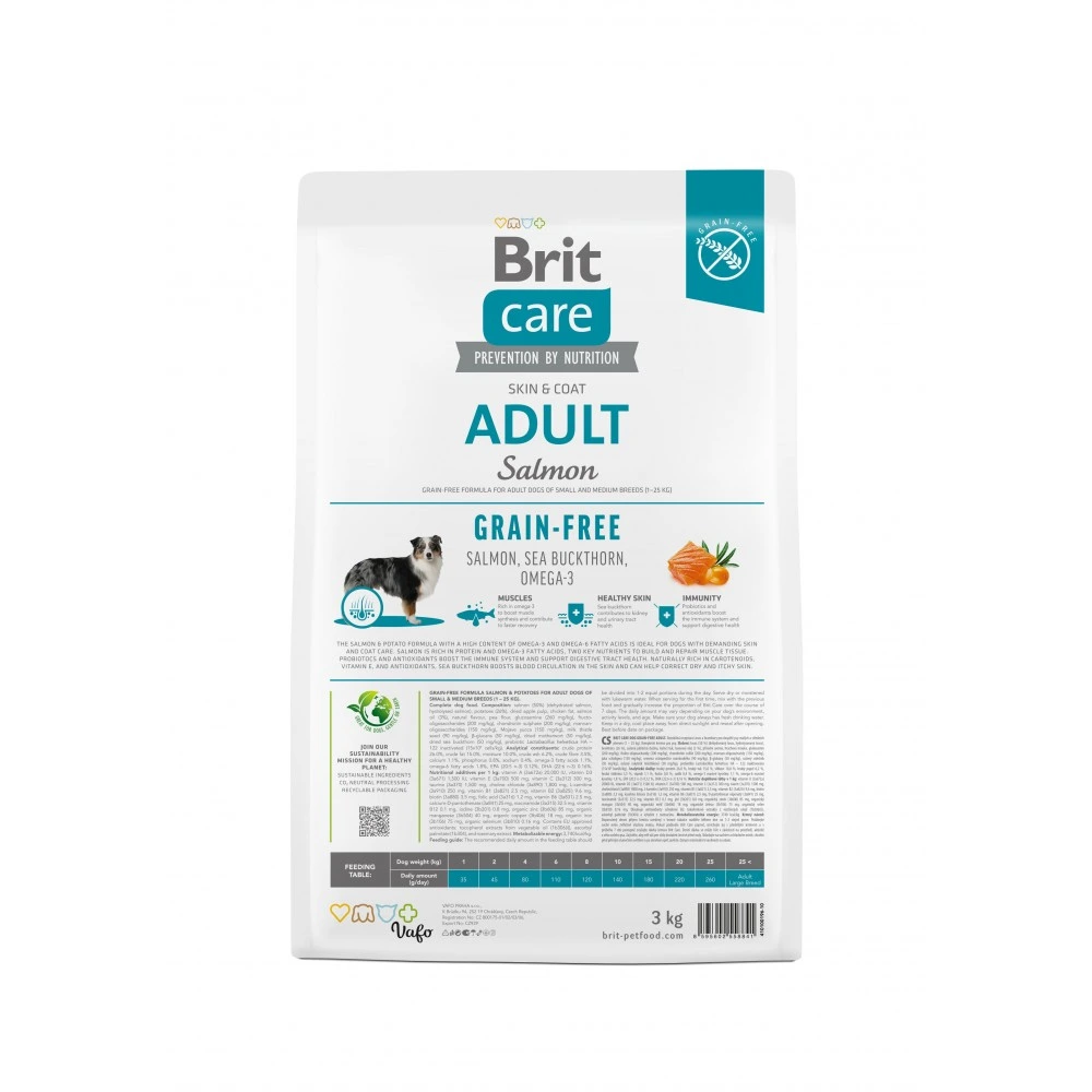 Корм сухий Brit Care Dog Grain-free Adult для дорослих собак малих і середніх порід беззерновий з лососем 3 кг