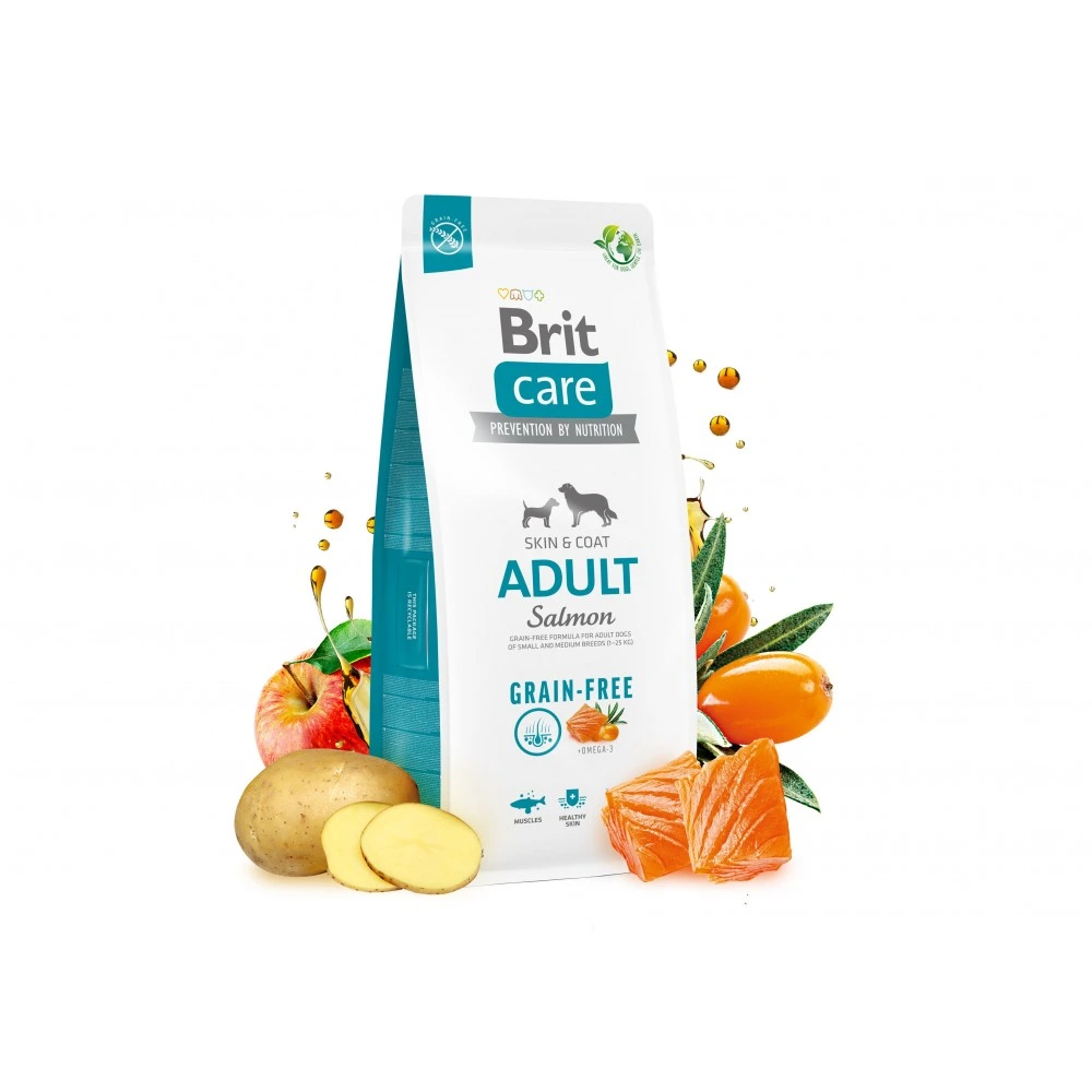 Корм сухий Brit Care Dog Grain-free Adult для дорослих собак малих і середніх порід беззерновий з лососем 3 кг