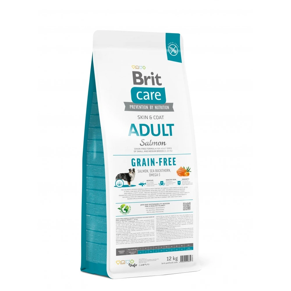 Корм сухий Brit Care Dog Grain-free Adult для дорослих собак малих і середніх порід беззерновий з лососем 12 кг