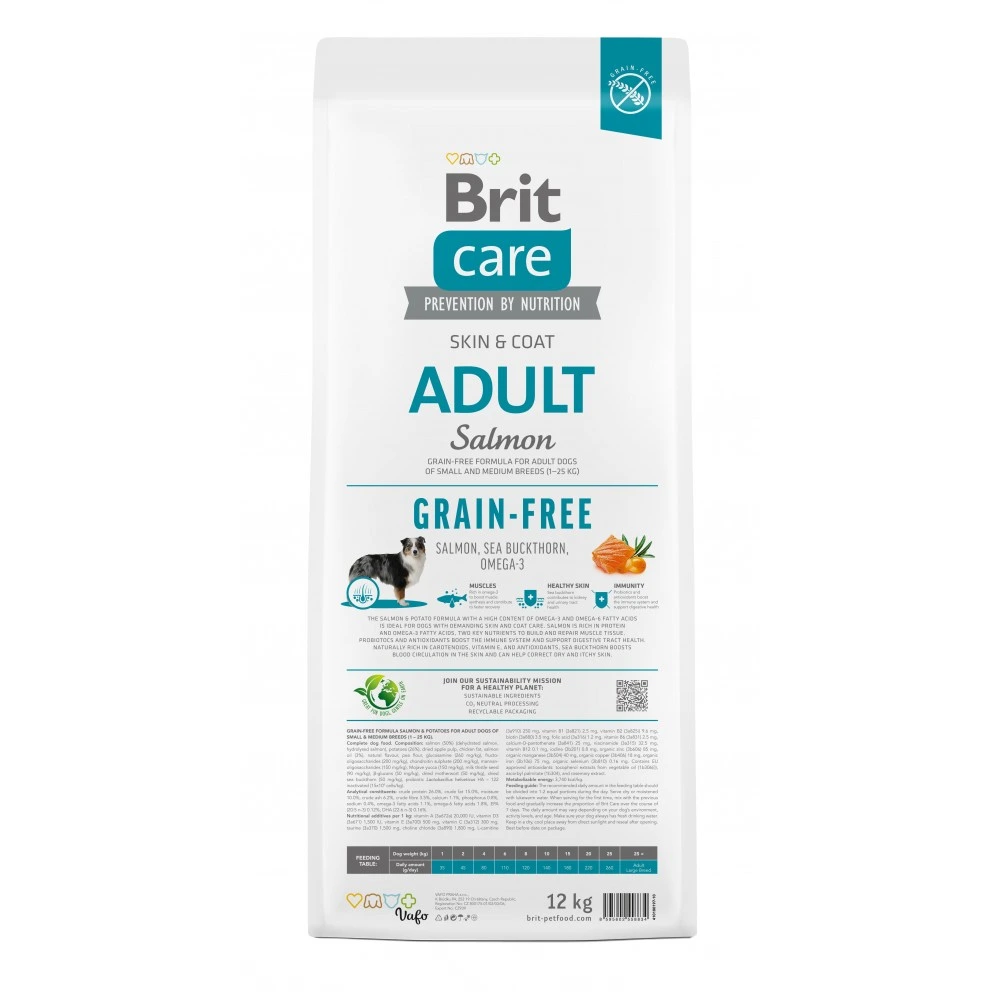 Корм сухий Brit Care Dog Grain-free Adult для дорослих собак малих і середніх порід беззерновий з лососем 12 кг