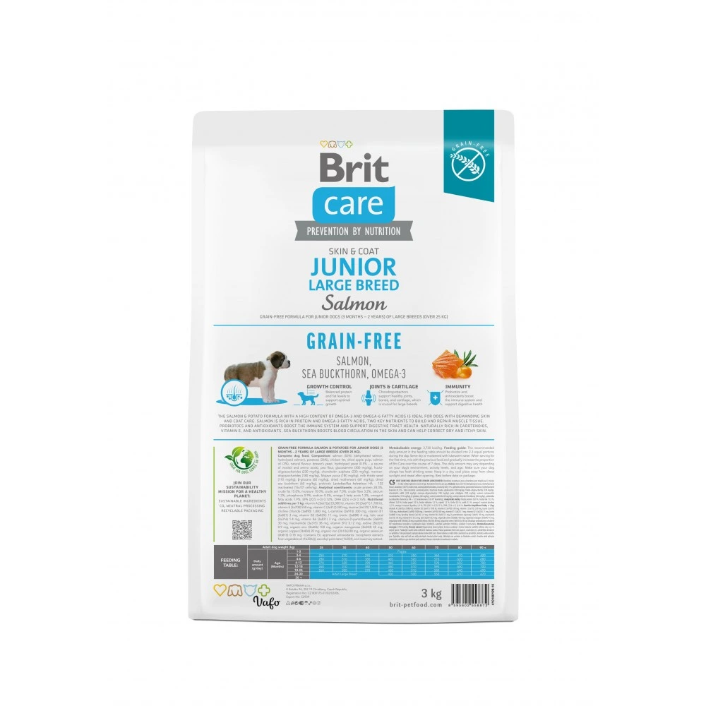 Корм сухий Brit Care Dog Grain-free Junior Large Breed для молодих собак великих порід беззерновий з лососем 3 кг