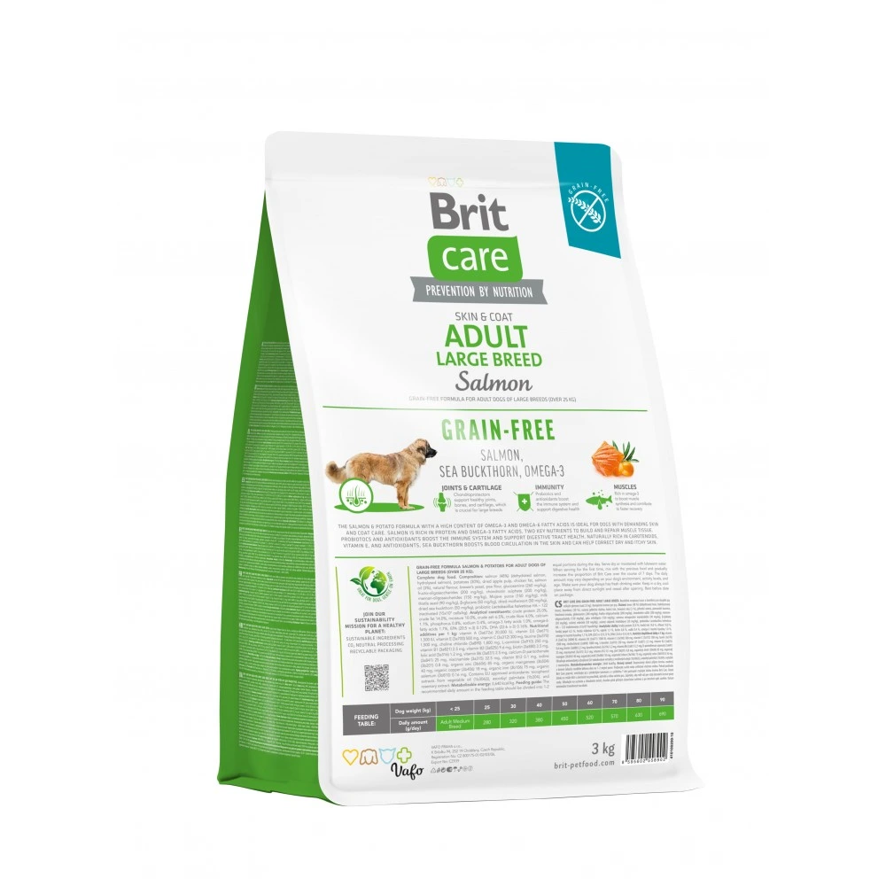 Корм сухий Brit Care Dog Grain-free Adult Large Breed для дорослих собак великих порід беззерновий з лососем 3 кг
