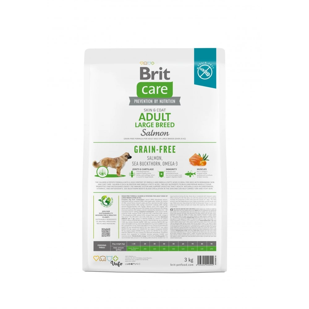 Корм сухий Brit Care Dog Grain-free Adult Large Breed для дорослих собак великих порід беззерновий з лососем 3 кг