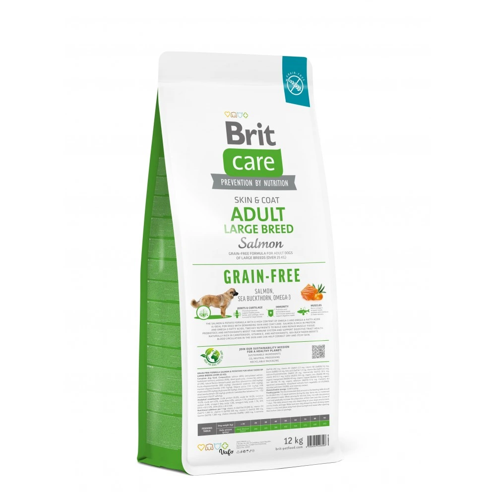 Корм сухий Brit Care Dog Grain-free Adult Large Breed для дорослих собак великих порід беззерновий з лососем 12 кг