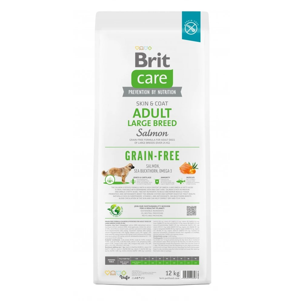 Корм сухий Brit Care Dog Grain-free Adult Large Breed для дорослих собак великих порід беззерновий з лососем 12 кг