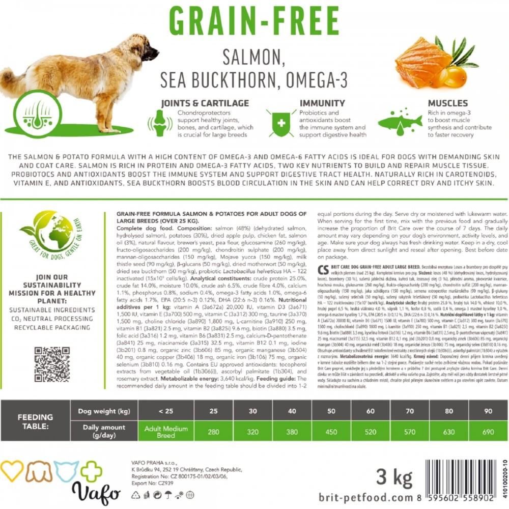 Корм сухий Brit Care Dog Grain-free Adult Large Breed для дорослих собак великих порід беззерновий з лососем 12 кг