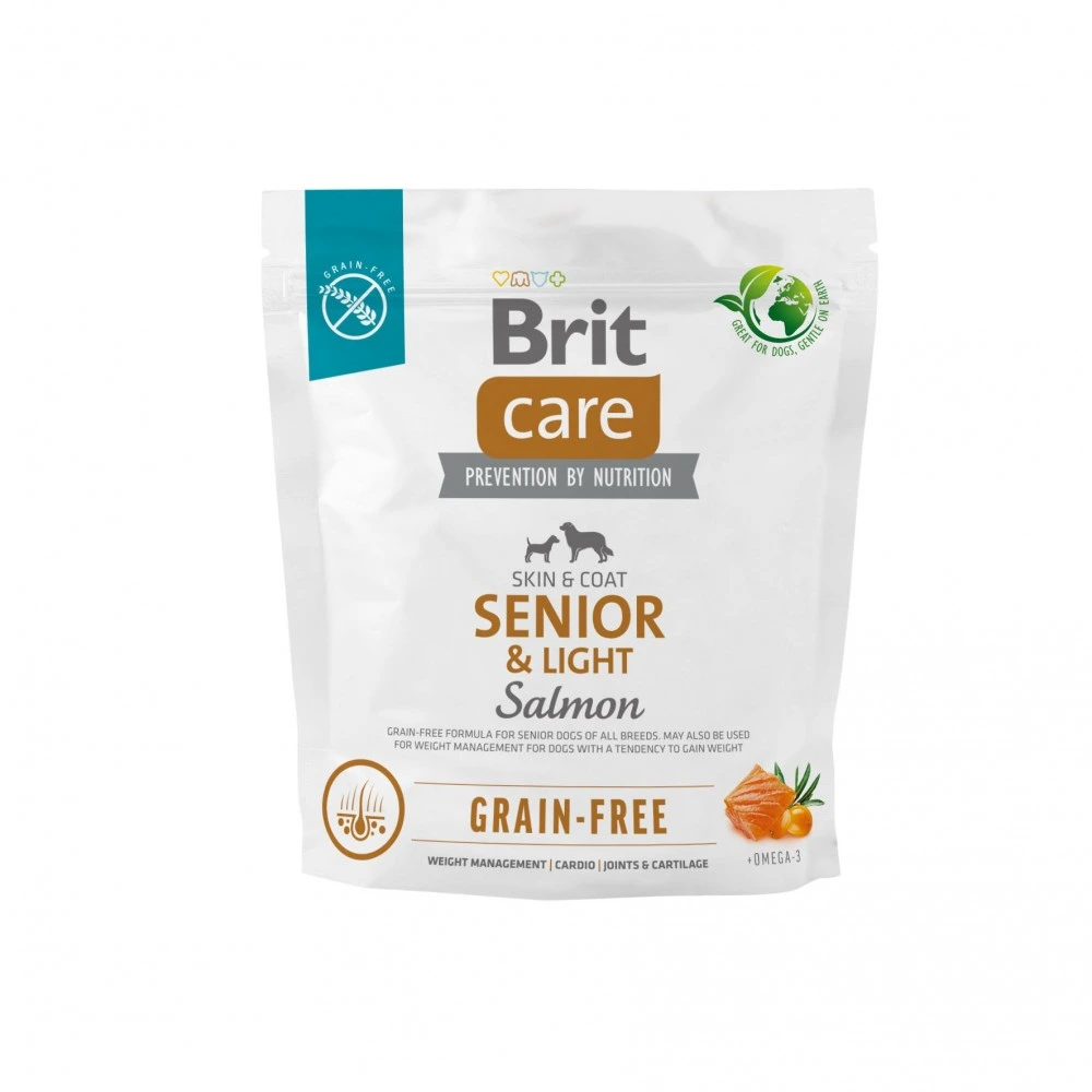 Корм сухий Brit Care Dog Grain-free Senior and Light для старіючих собак беззерновий з лососем 1 кг
