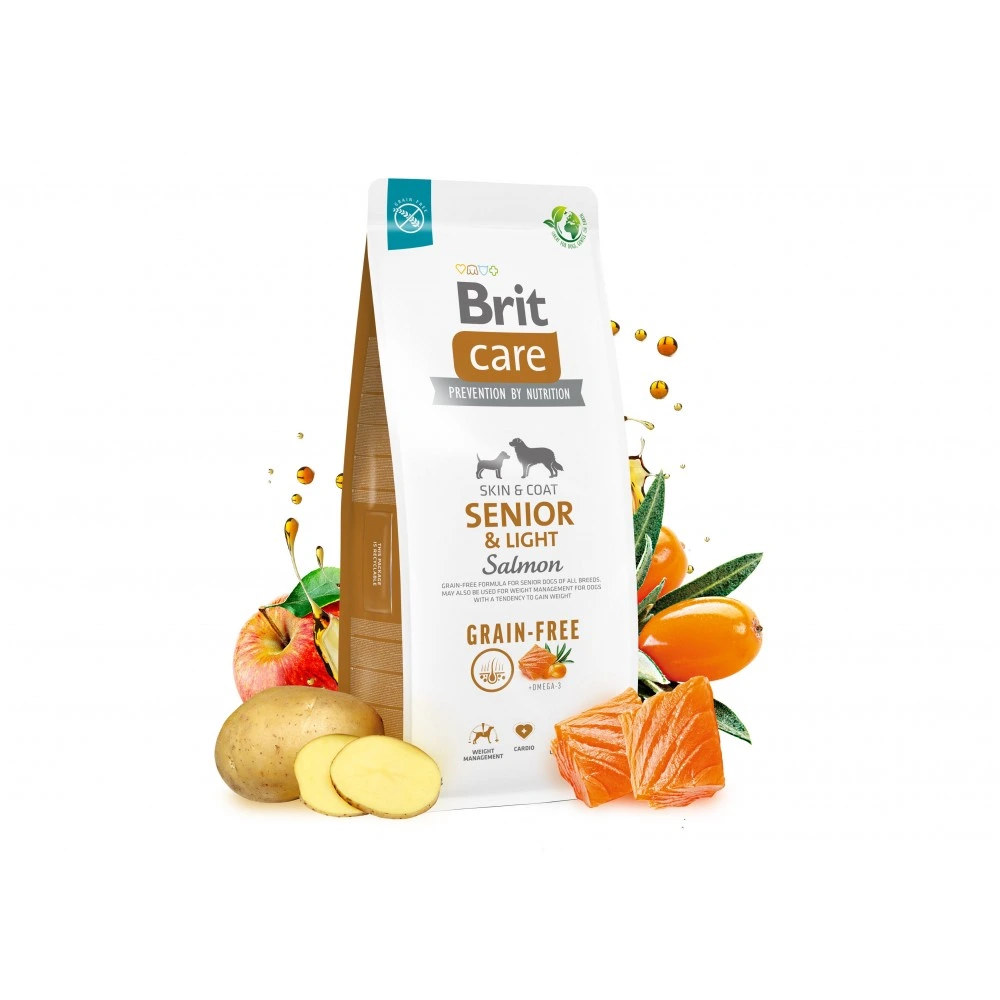 Корм сухий Brit Care Dog Grain-free Senior and Light для старіючих собак беззерновий з лососем 12 кг
