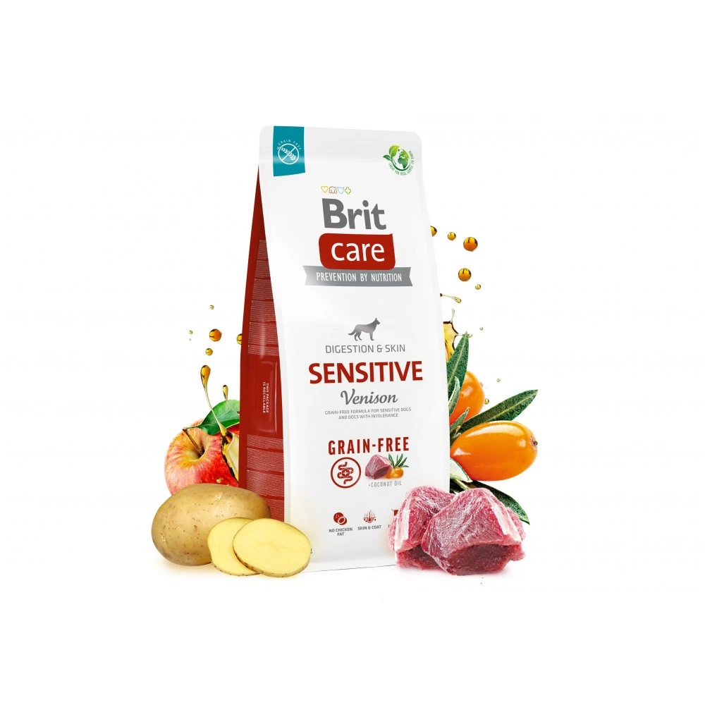 Корм сухий Brit Care Dog Grain-free Sensitive для собак з чутливим травленням та харчовою непереносимістю беззерновий з олениною 3кг