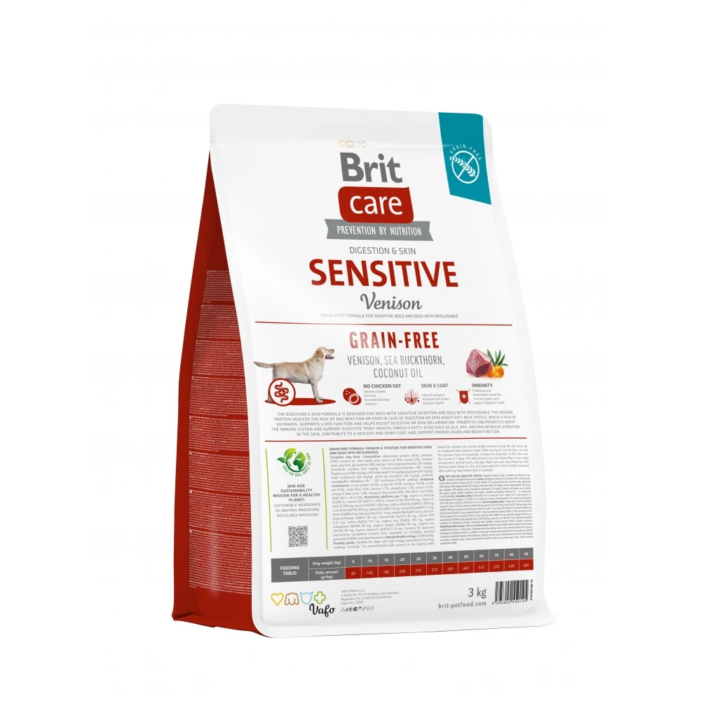 Корм сухий Brit Care Dog Grain-free Sensitive для собак з чутливим травленням та харчовою непереносимістю беззерновий з олениною 3кг