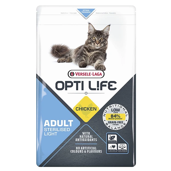Корм для котів Opti Life Sterilised Light, Беззерновий корм для стерилізованих котів схильних до повноти