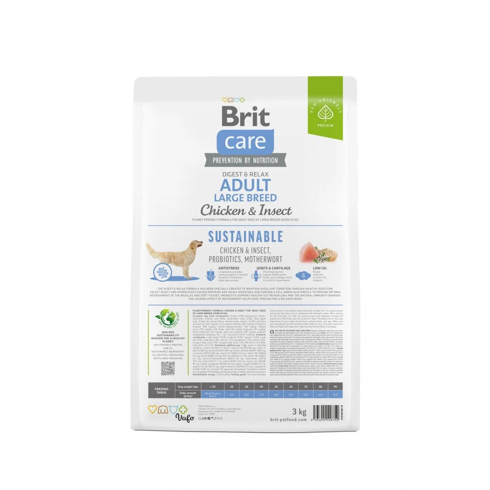 Корм сухий Brit Care Dog Sustainable Adult Large Breed для дорослих собак великих порід з куркою та комахами 3 кг