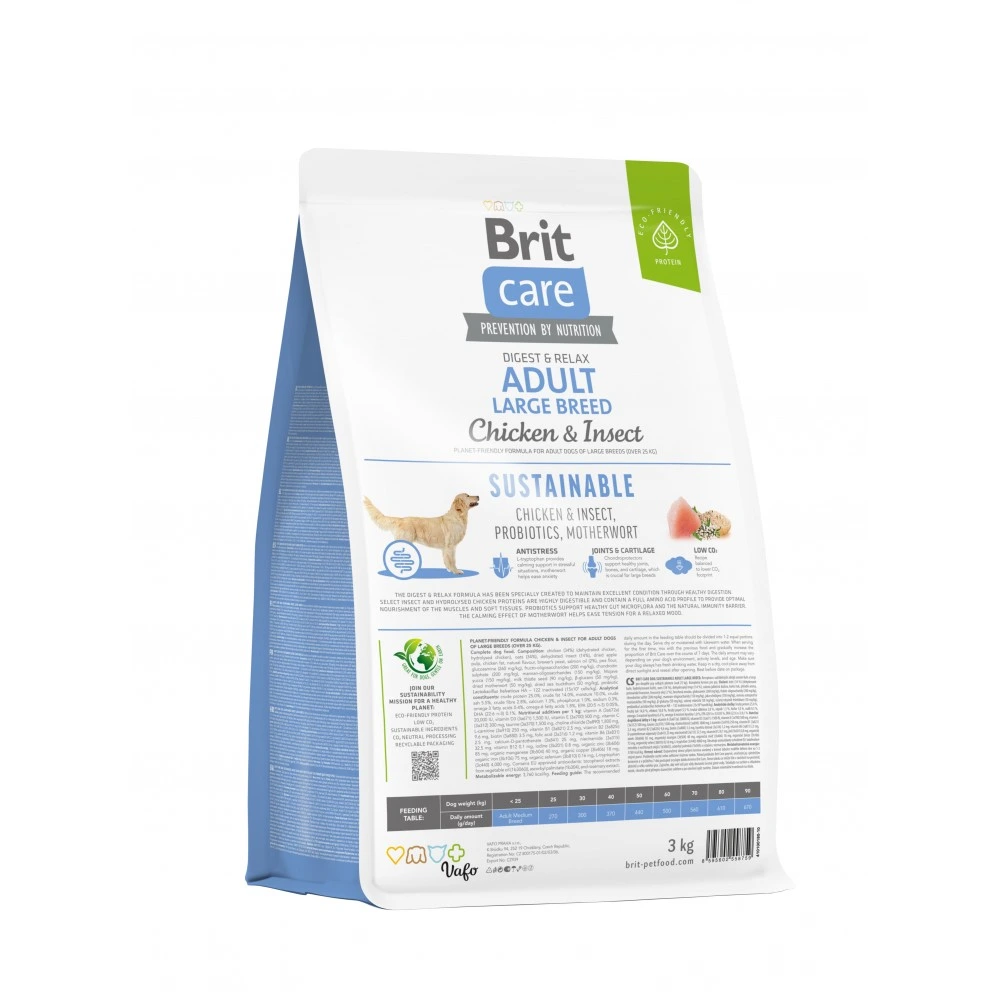 Корм сухий Brit Care Dog Sustainable Adult Large Breed для дорослих собак великих порід з куркою та комахами 3 кг