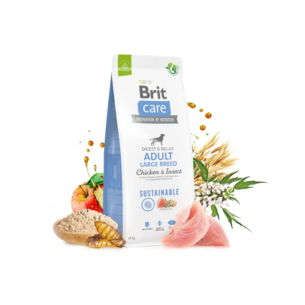 Корм сухий Brit Care Dog Sustainable Adult Large Breed для дорослих собак великих порід з куркою та комахами 3 кг