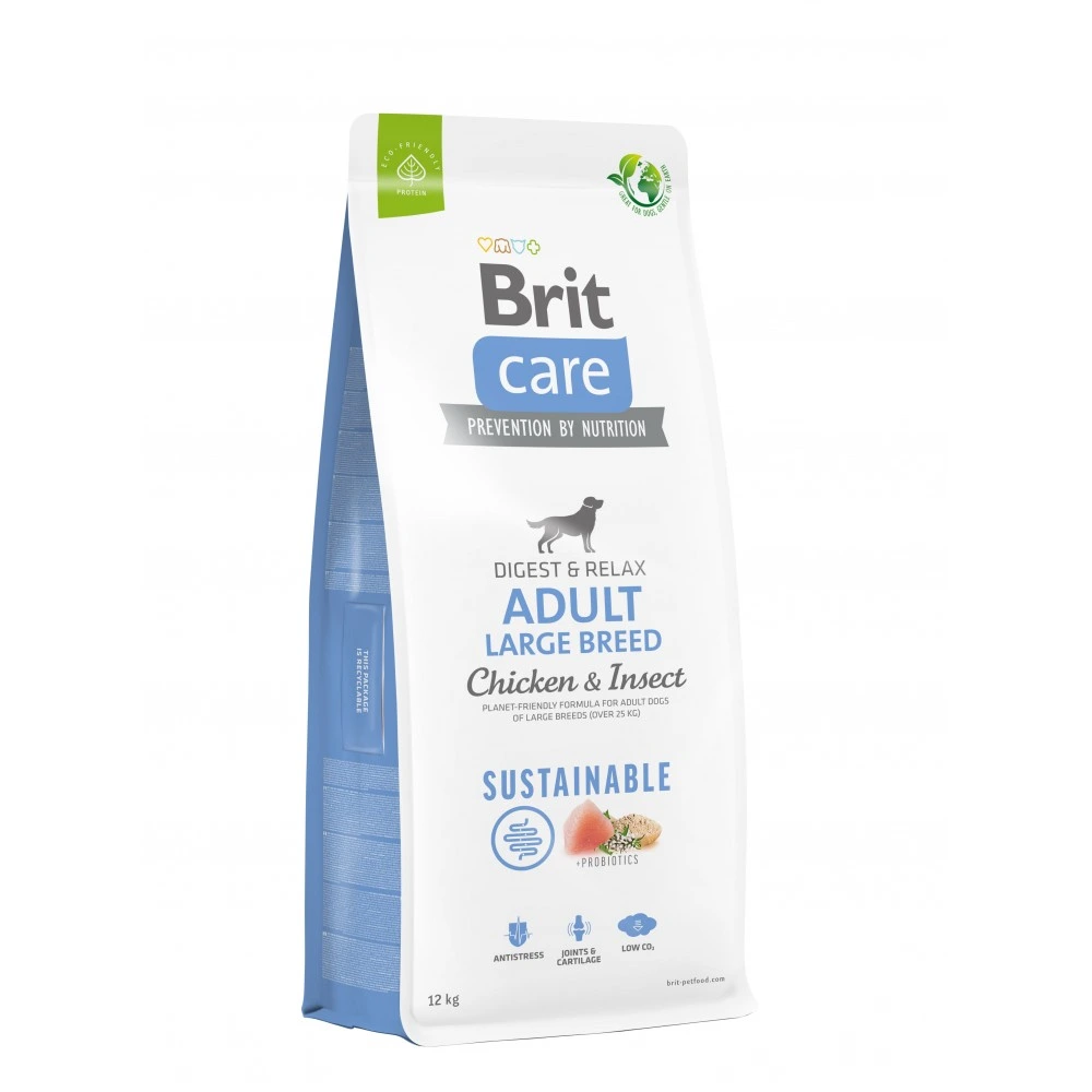 Корм сухий Brit Care Dog Sustainable Adult Large Breed для дорослих собак великих порід з куркою та комахами 12 кг