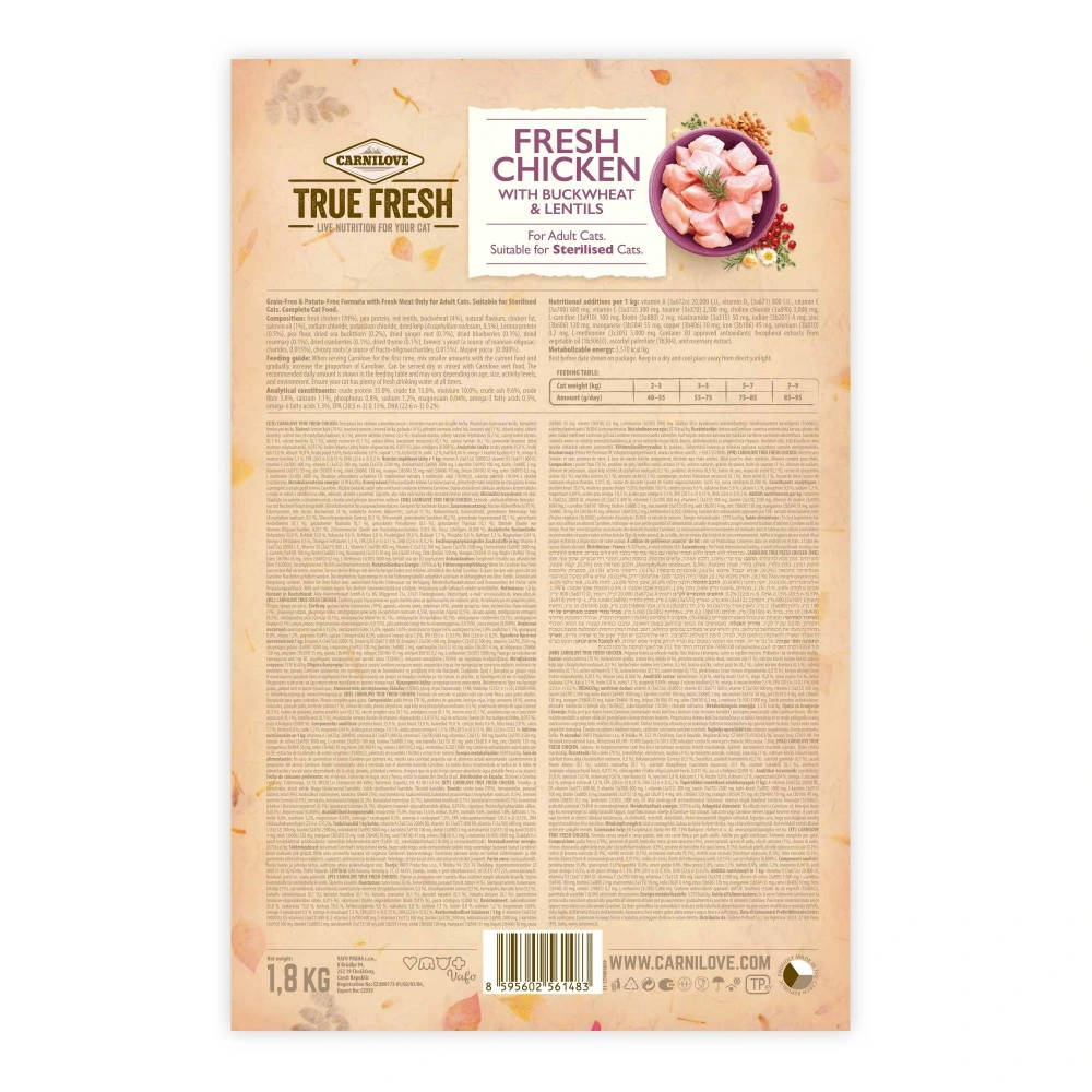 Корм сухой Carnilove True Fresh Cat Fresh Chicken для взрослых кошек с курицей 1,8 кг