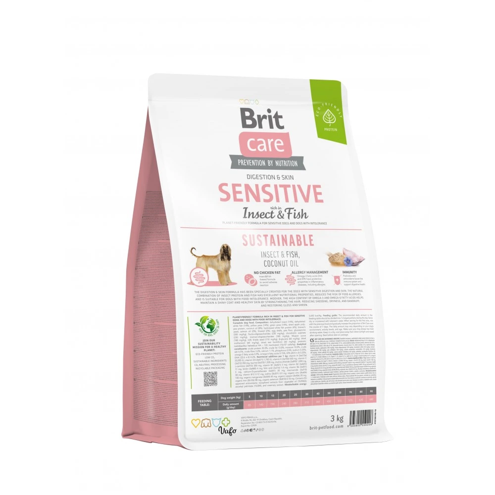 Корм сухий Brit Care Dog Sustainable Sensitive для собак з чутливим травленням з рибою та комахами 3 кг