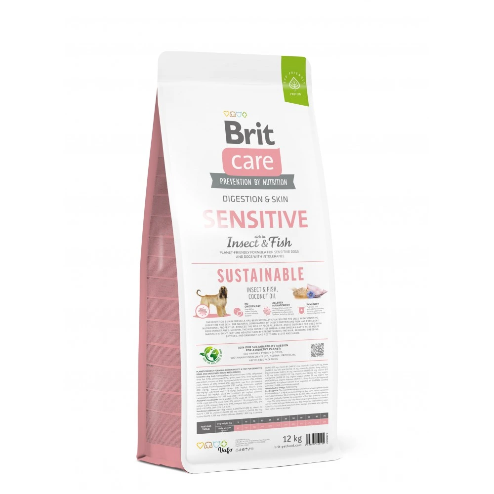 Корм сухий Brit Care Dog Sustainable Sensitive для собак з чутливим травленням з рибою та комахами 12 кг