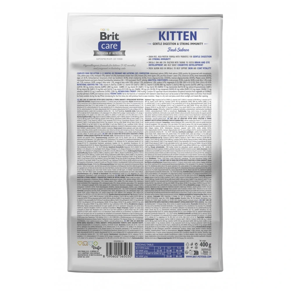 Корм сухой Brit Care Cat Grain Gentle Digestion Strong Immunity для котят для крепкого иммунитета с лососем 400