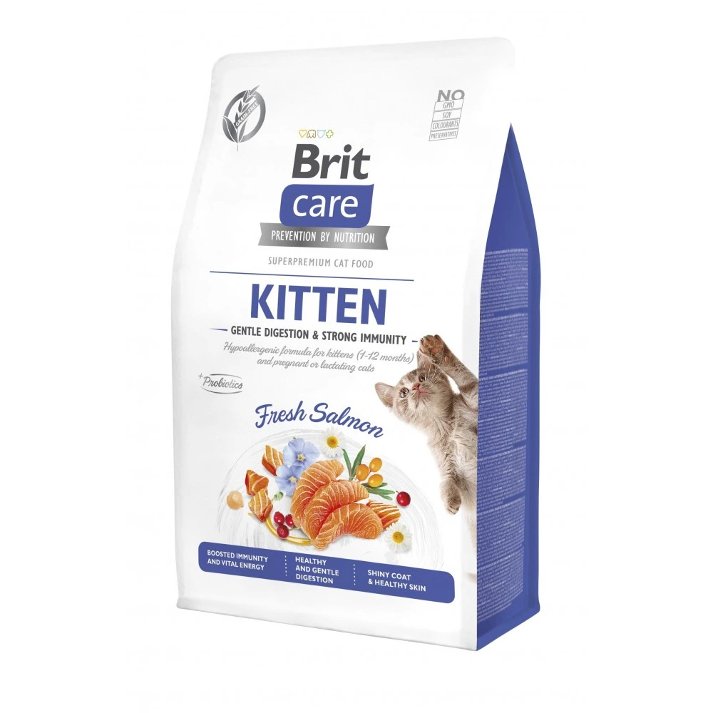 Корм сухой Brit Care Cat Grain Gentle Digestion Strong Immunity для котят для крепкого иммунитета с лососем 400