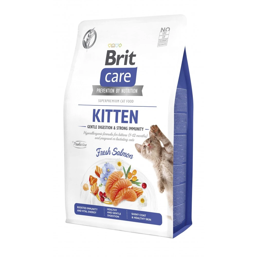 Корм сухой Brit Care Cat Grain Gentle Digestion Strong Immunity для котят для крепкого иммунитета с лососем 2 кг