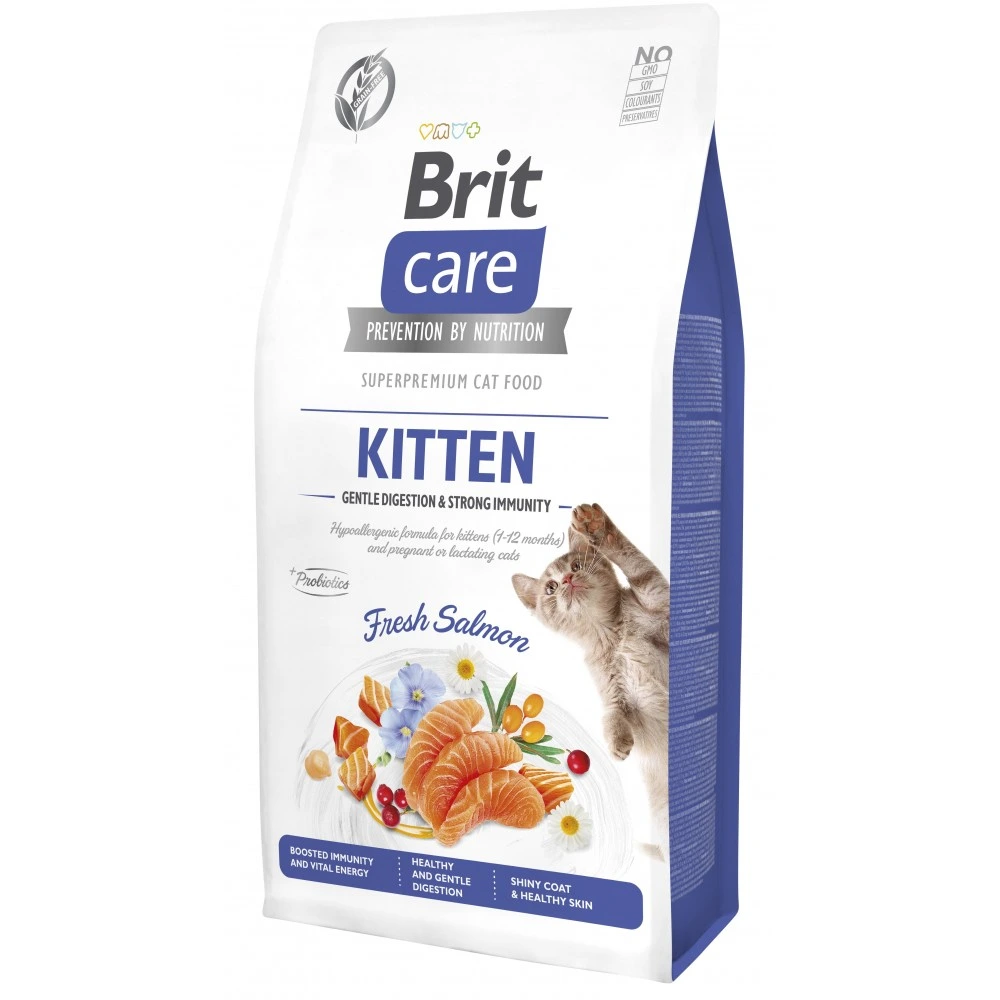 Корм сухой Brit Care Cat Grain Gentle Digestion Strong Immunity для котят для крепкого иммунитета с лососем 7 кг