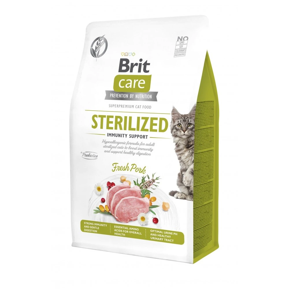 Корм сухой Brit Care Cat Grain Free Sterilized Immunity Support для стерилизованных кошек для поддержания иммунитета со свининой