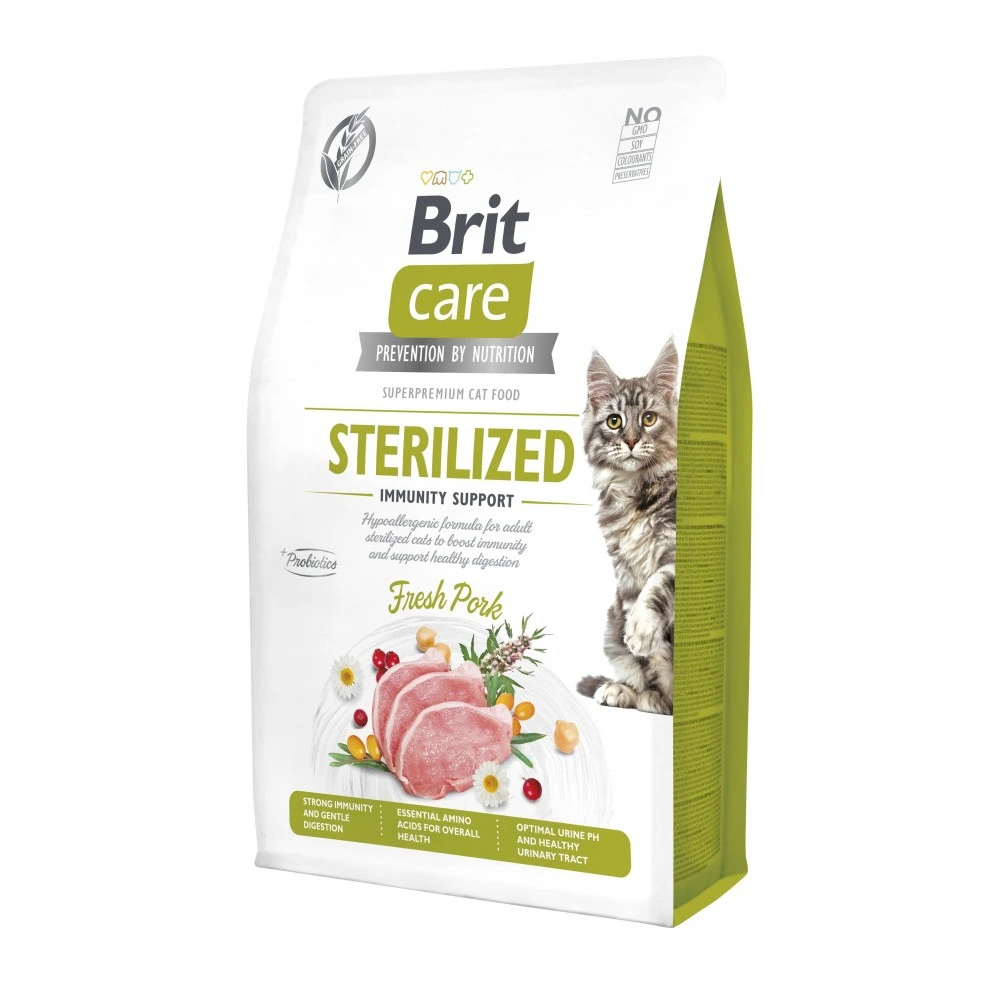 Корм сухой Brit Care Cat Grain Free Sterilized Immunity Support для стерилизованных кошек для поддержания иммунитета со свининой