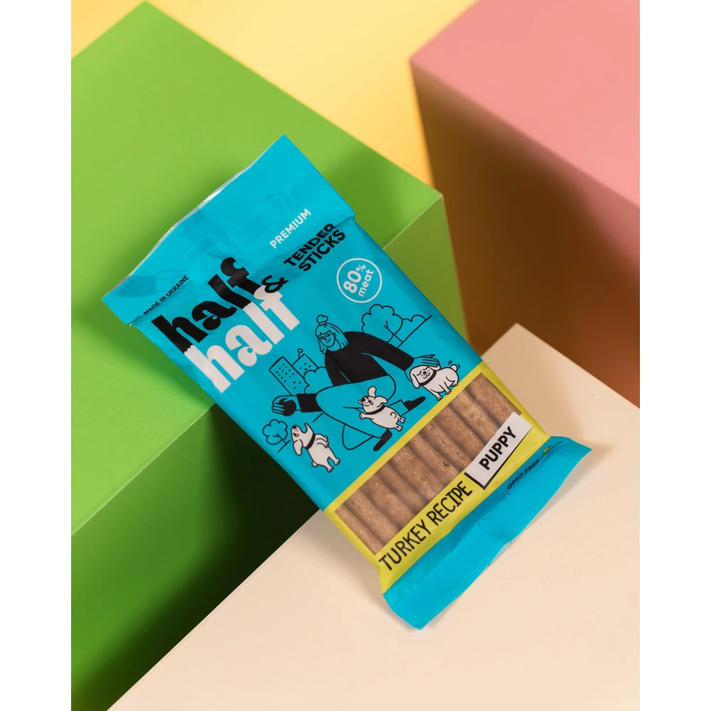 Ласощі HalfHalf м ясні палички для цуценят, з індичкою 100 г