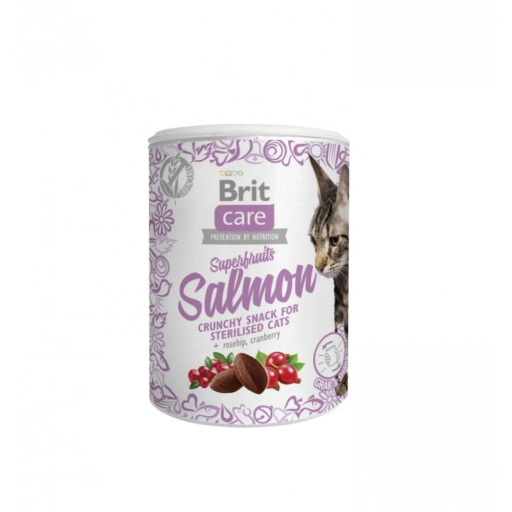 Ласощі Brit Care Superfruits Salmon д/стерилізованих котів з лососем шипшиною та журавлиною 100 г