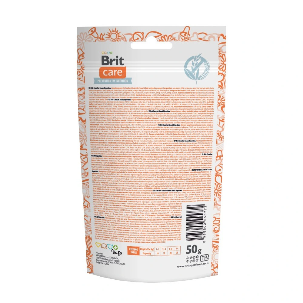 Лакомство Brit Care Functional Snack Digestion для кошек для поддержания пищеварения с тунцом 50 г