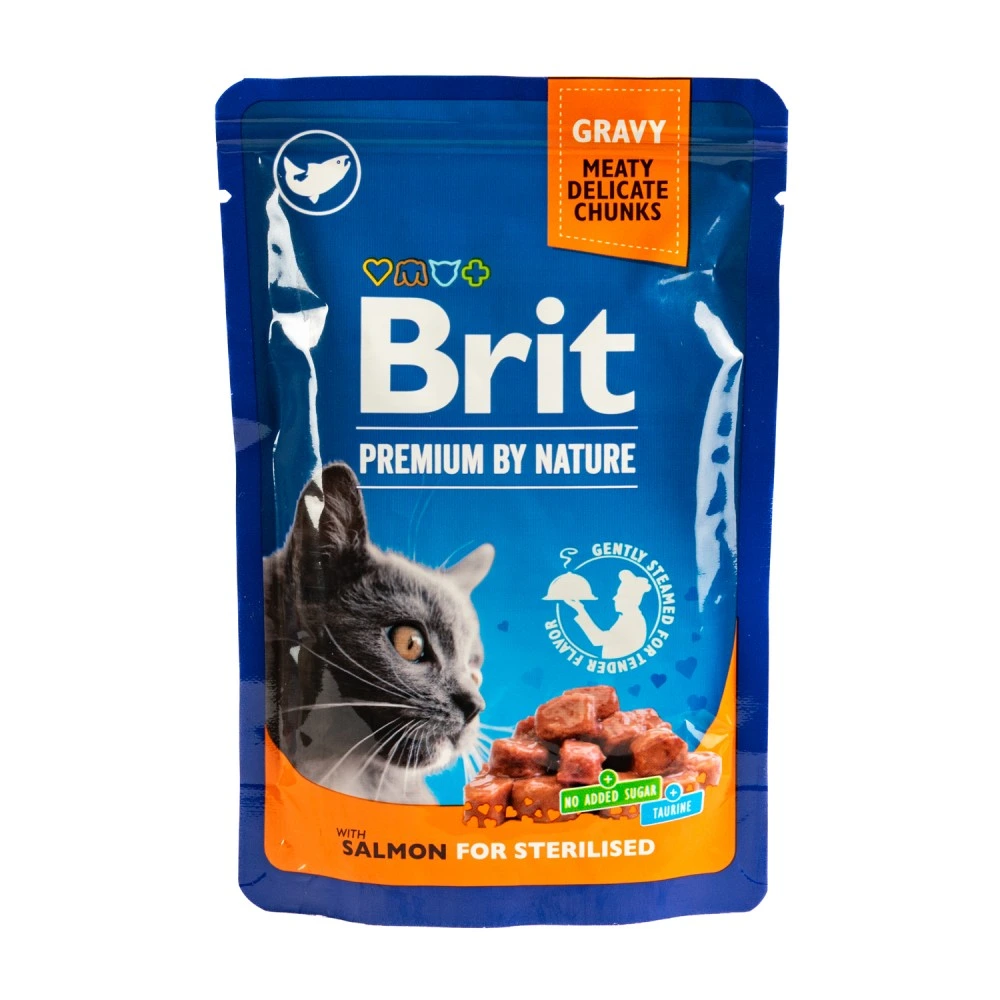 Влажный корм Brit Premium Salmon for Sterilised для стерилизованных кошек, лосось 100 г