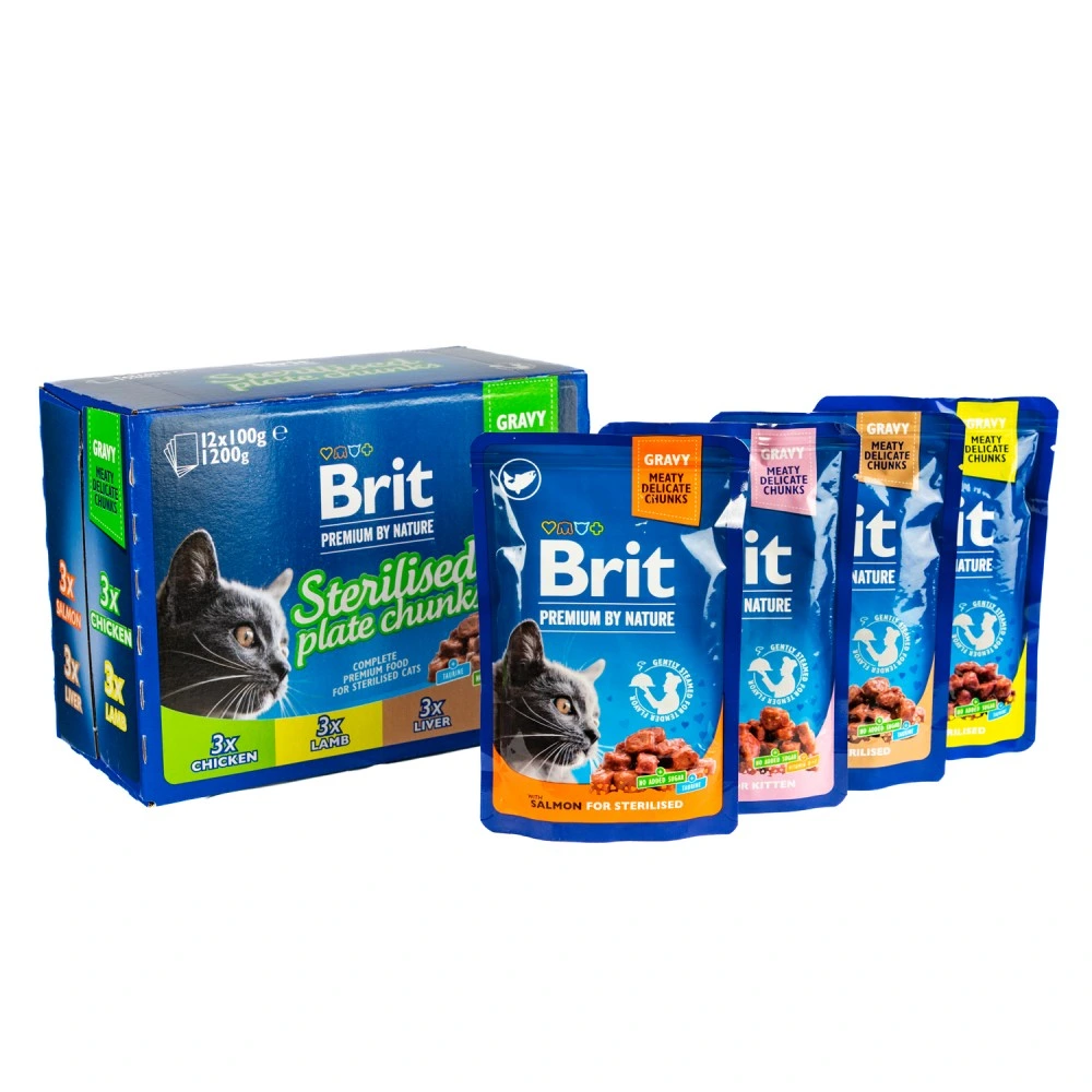 Корм вологий Brit Premium Sterilised Plate д/стерилізованих котів Тарілка д/стерилізованих 12 шт х 100 г