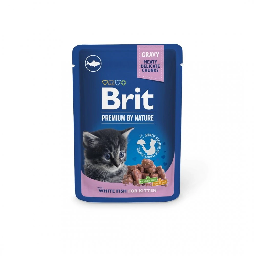 Влажный корм Brit Premium White fish for Kitten для котят, белая рыба, 100 г