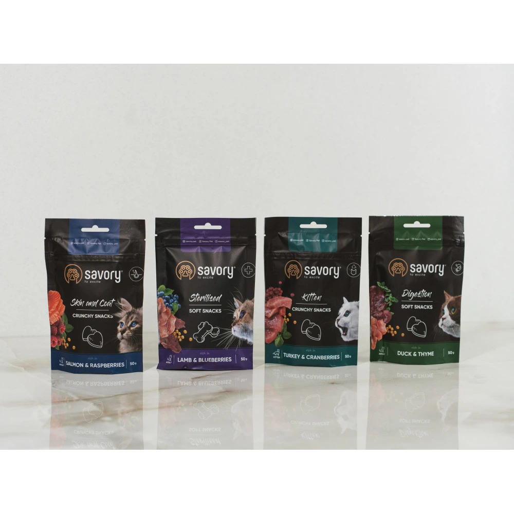 М які ласощі Savory для покращення травлення котів, качка та чебрець