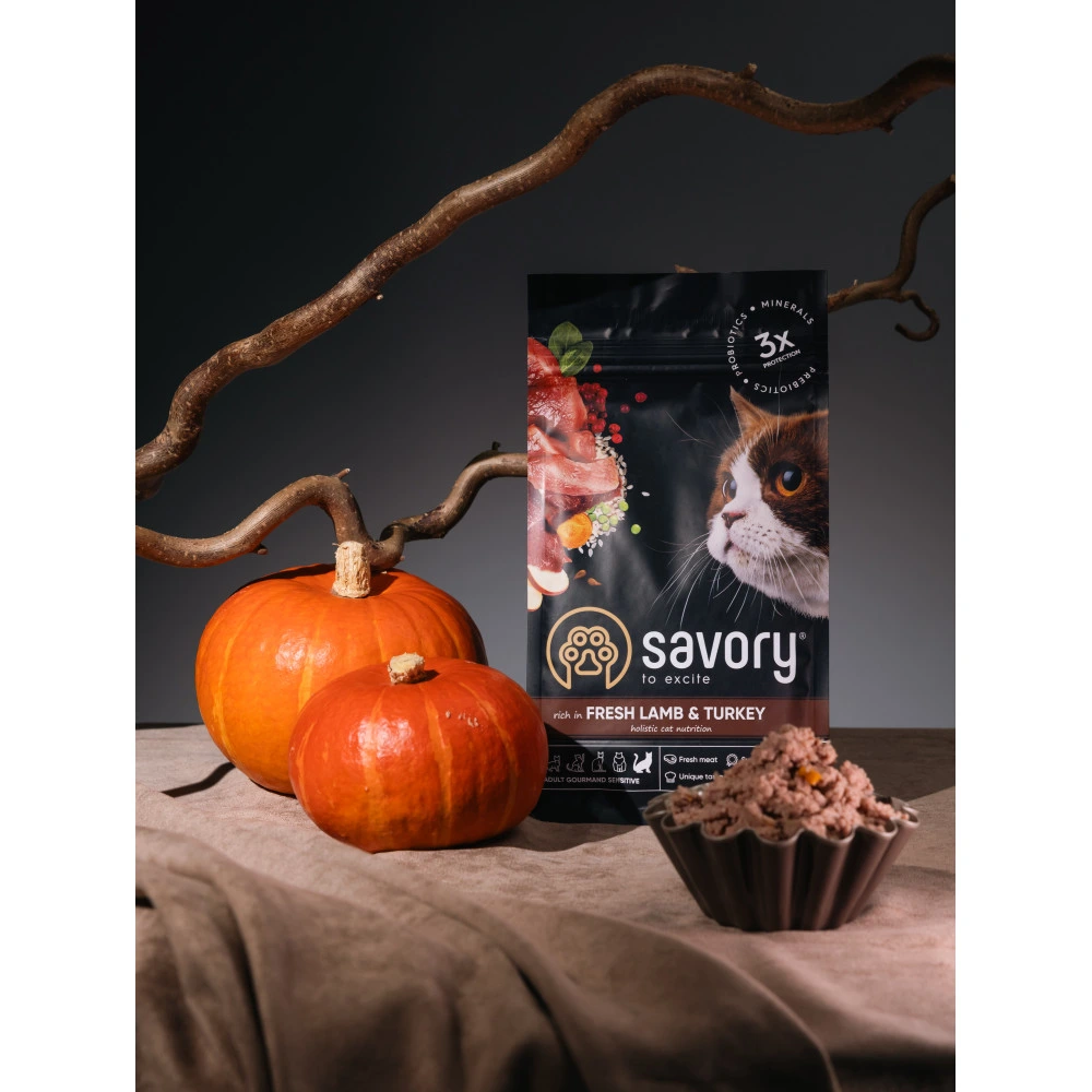 Сухой корм Savory Adult Cat Sensitive Digestion Fresh Lamb and Turkey для взрослых кошек с чувствительным пищеварением со свежей ягнятиной и индейкой