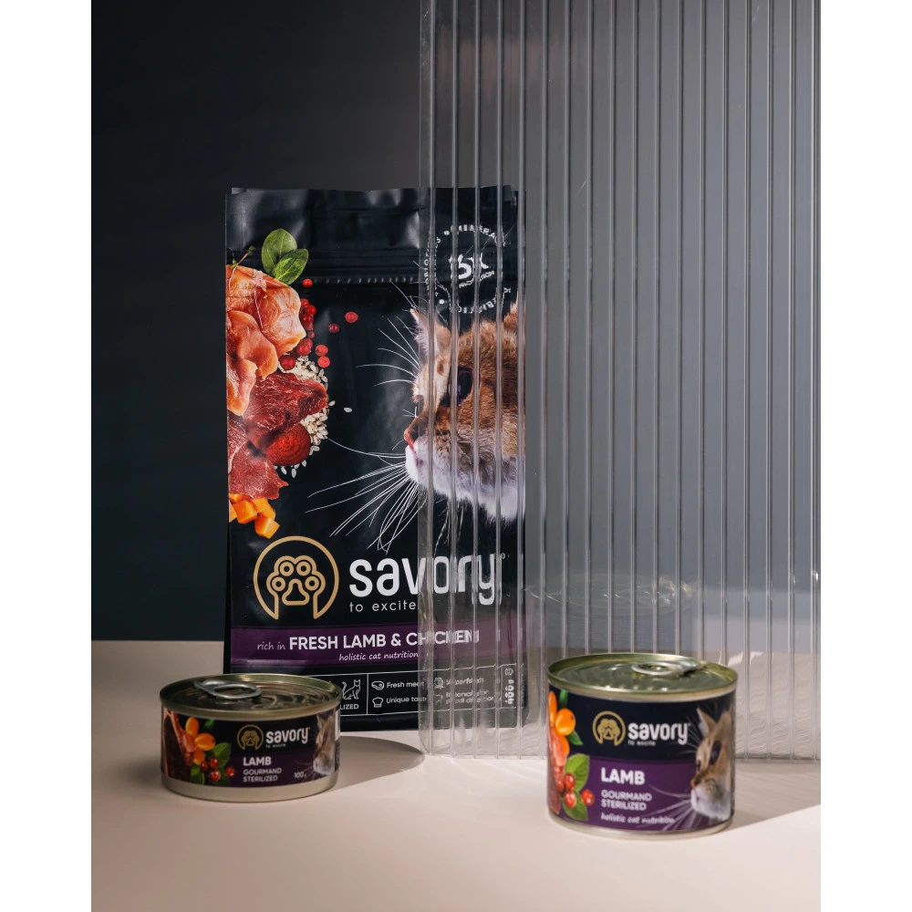 Сухой корм Savory Adult Cat Steril Fresh Lamb and Chicken для стерилизованных кошек с ягнятиной и курицей 400 г