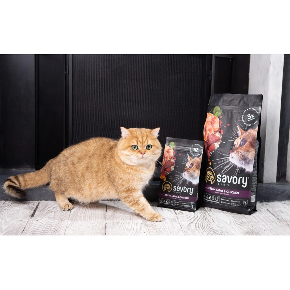 Сухой корм Savory Adult Cat Steril Fresh Lamb and Chicken для стерилизованных кошек с ягнятиной и курицей 400 г