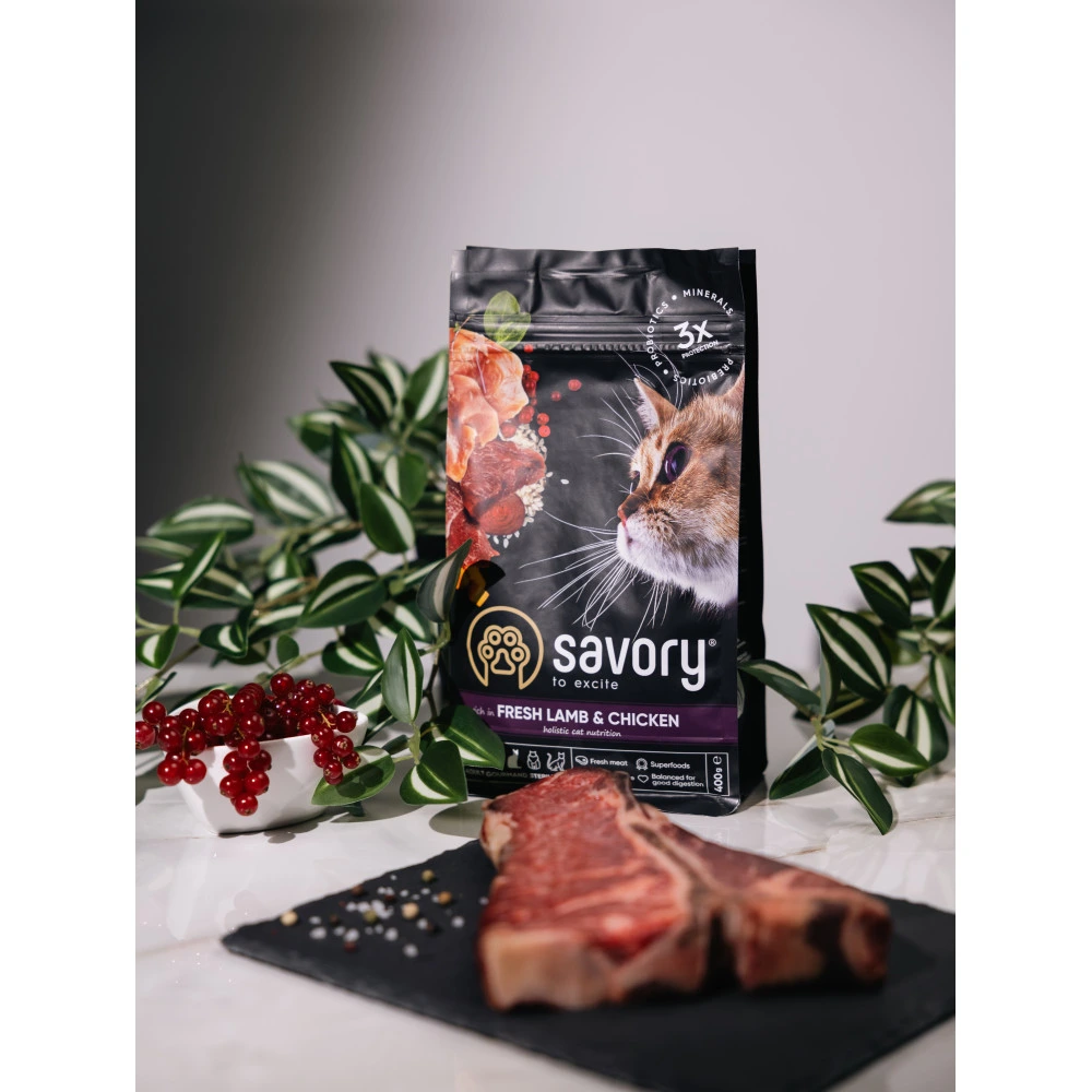 Сухой корм Savory Adult Cat Steril Fresh Lamb and Chicken для стерилизованных кошек с ягнятиной и курицей 400 г