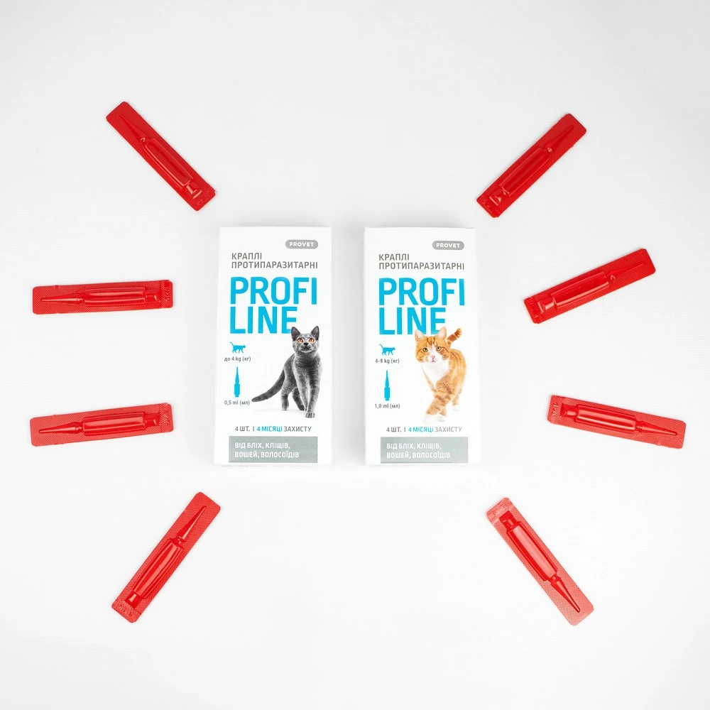 Краплі Provet PROFILINE для котів до 4 кг інсектоакарицид 4 піпетки по 0,5 мл
