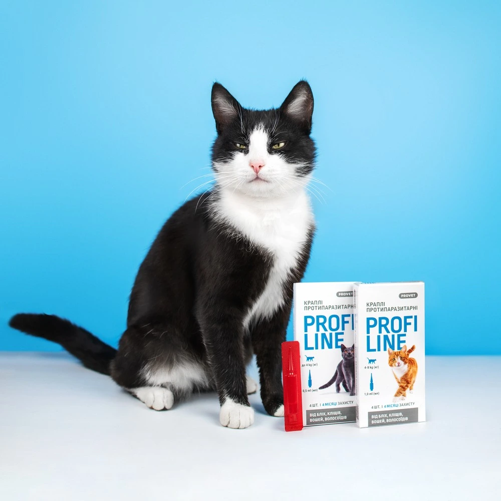 Краплі Provet PROFILINE для котів 4-8 кг інсектоакарицид 4 піпетки по 1 мл