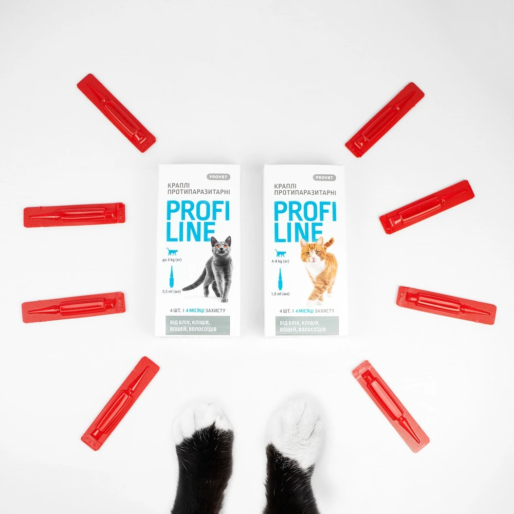 Краплі Provet PROFILINE для котів 4-8 кг інсектоакарицид 4 піпетки по 1 мл