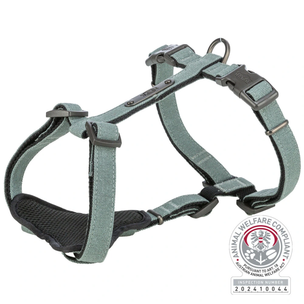 Шлея Trixie CityStyle H-harness для собак бавовна L–XL 75–120 см 25 мм світло-зелена